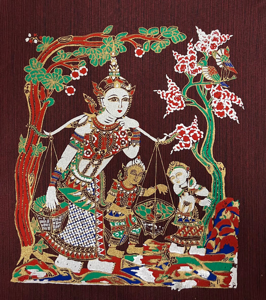 Artistic Print on Cloth - Apsara with children